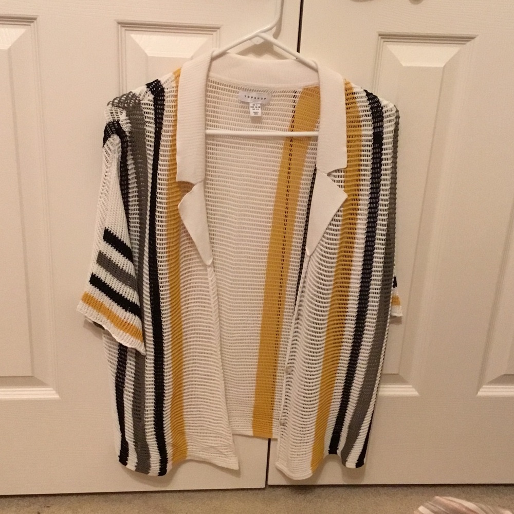 Topshop, UK Size S, US size 4 to 6, colors of White, Gray, Yellow & Navy Blue